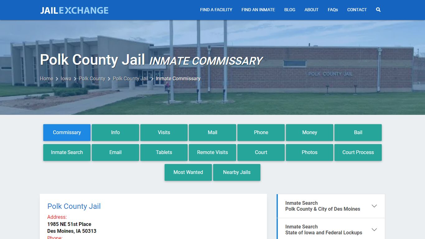 Inmate Commissary, Care Packs - Polk County Jail, IA